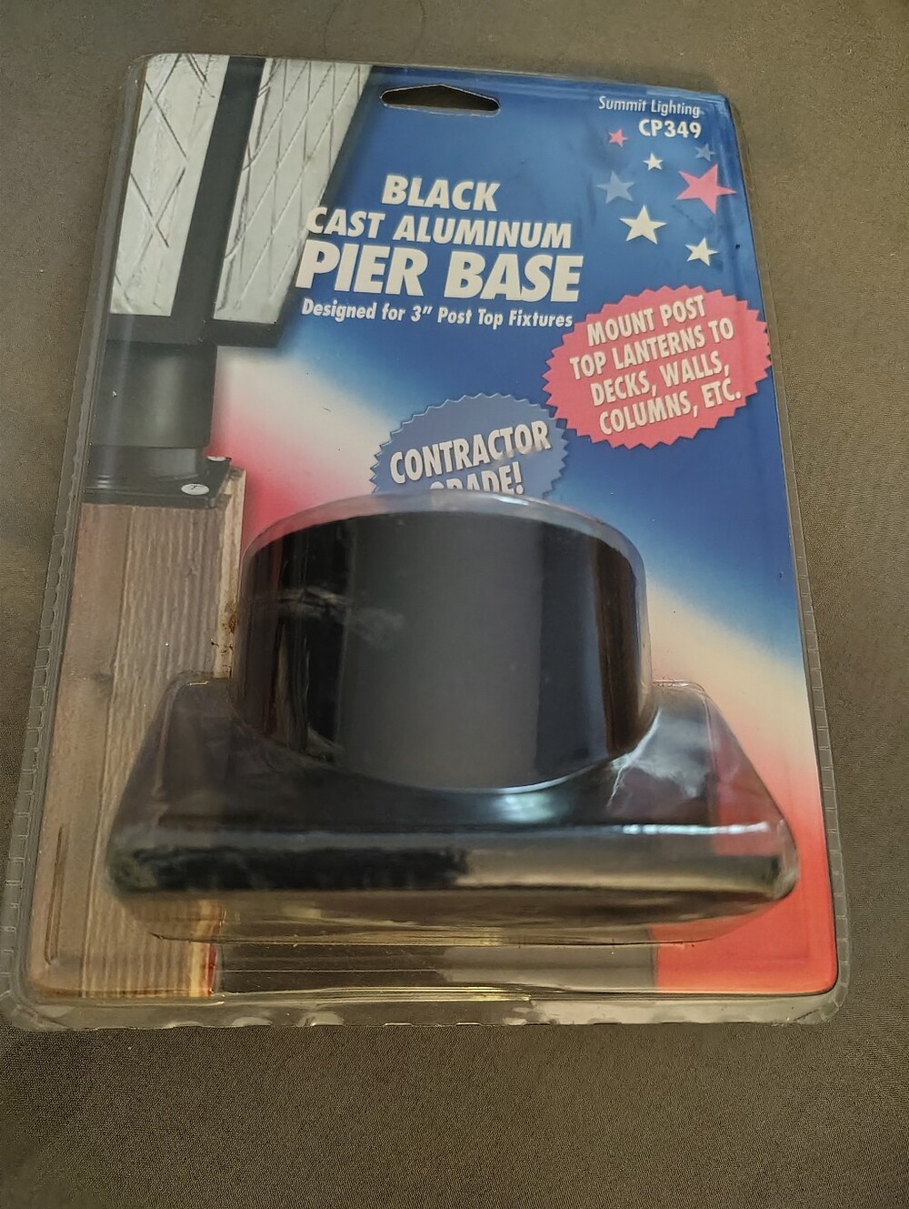 Black Cast Aluminum Pier Base for 3" Posts